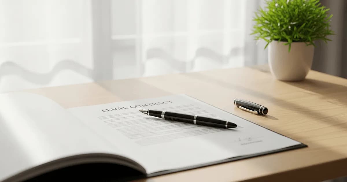 Fountain pen resting on a contract document on a clean desk — outsourcing compliance and legal structure