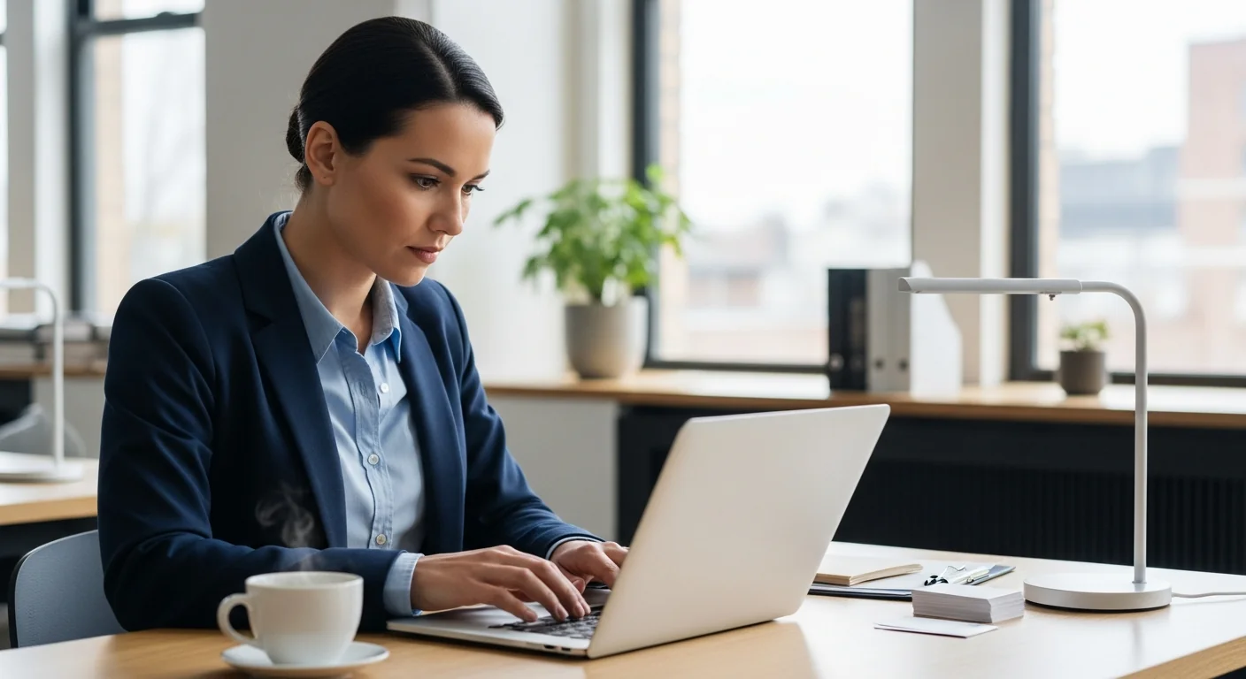 HR professional carefully writing a job description for an offshore customer support agent