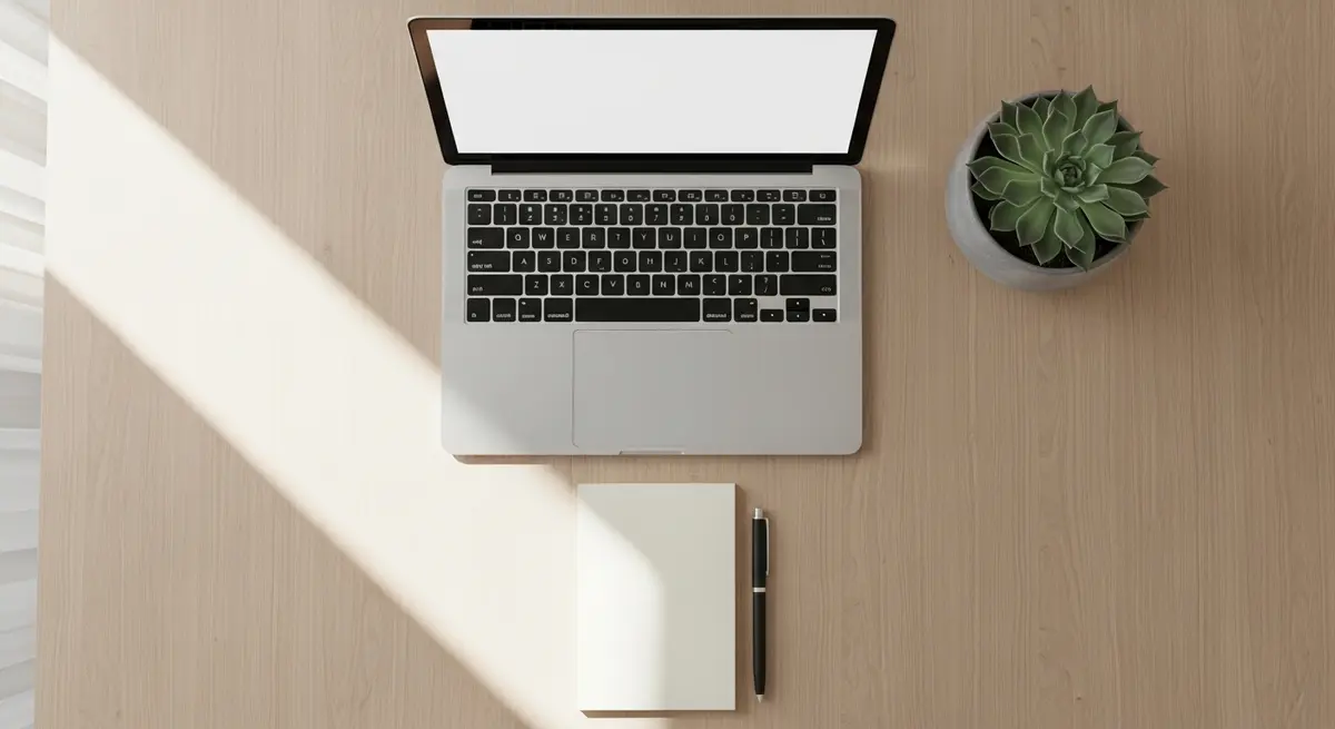 Business professional reviewing documents and taking notes at a clean office desk — evaluating a staffing agency